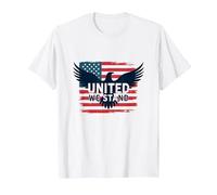 United We Stand Bandera Americana Águila Emblema Patriótico Camiseta, Hombre, Blanco, 3XL