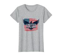 United We Stand Bandera Americana Águila Emblema Patriótico Camiseta, Mujer, Gris Jaspeado, XL