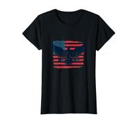 United We Stand Bandera Americana Águila Emblema Patriótico Camiseta, Mujer, Negro, S