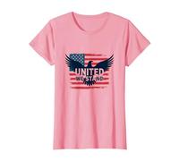 United We Stand Bandera Americana Águila Emblema Patriótico Camiseta, Mujer, Rosado, XXL