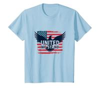 United We Stand Bandera Americana Águila Emblema Patriótico Camiseta, Niños, Azul Bebé, 4 años