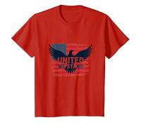 United We Stand Bandera Americana Águila Emblema Patriótico Camiseta, Niños, Rojo, 6 años