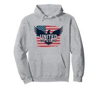United We Stand Bandera Americana Águila Emblema Patriótico Sudadera con Capucha, Unisex para Adultos, Gris Jaspeado, XXL
