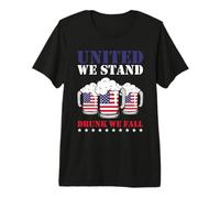 United We Stand Drunk We Fall Drinking Beer 4th of July Camiseta Premium