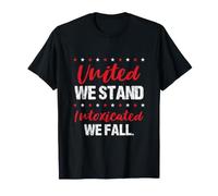 United We Stand Intoxicated We Fall 4 de Julio Bebiendo diversión Camiseta
