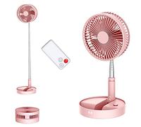 UNITEDTIME Ventilador de escritorio y mesa, ventilador circulador de aire, ventilador portátil de viaje, funciona con pilas o alimentado por USB, altura ajustable plegable con temporizador de control