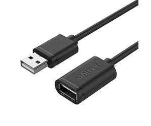 UNITEK 2 metros de cable de extensión USB 2.0 Super Speed | USB A macho a USB A hembra | extensión para impresora, ratón, teclado, lector de tarjetas | Negro