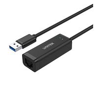 Unitek Adaptador USB a Gigabit Ethernet, USB A a RJ45 LAN Ethernet de 10/100/1000 Mbps, USB 3.0 5 Gbps, Negro, Cable de 12 cm, Adaptador de Red para Win, Mac, Linux, Plug & Play