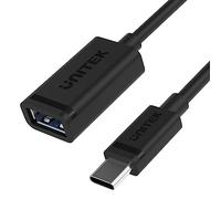 UNITEK Adaptador USB-C (M) a USB-A (F) 10 Gbps 60 W | 476BK-1M | Conector USB-C | Conector USB-A | USB 3.1 Gen2 (3.2 Gen2) 10 Gbps estándar | Color: Negro | Corriente de Salida: 20 A |