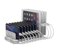 Unitek Cargador USB Multiple, Base de Carga USB con Espaciador Ajustable, QC 3.0 y SmartIC, iPhone, iPad, Cargador Multiple 60W Carga rapida,Organizador de tabletas - (UL Certified)