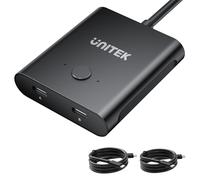 Unitek Conmutador USB C bidireccional 1 entrada 2 salida/2 entrada 1 salida Selector de conmutación USB 2 ordenadores comparten 1 dispositivos Conmutador KVM 8K@60Hz Vídeo 10Gbps Transferencia