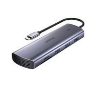 UNITEK D1113A Hub USB-C 9 en 1 (3 puertos USB-A 5 Gb/s + SD/Micro SD + Gigabit Ethernet + VGA + HDMI 4K 30Hz + PD 100W), gris espacial.
