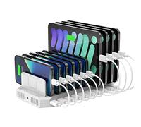 UNITEK Estación de Carga para iPad, 96W 10-Port USB Charging Dock Hub con Quick Charge 3.0, Soporte de Carga Compatible con múltiples Dispositivos, Carga 8 iPads simultáneamente-[Upgraded Divider]