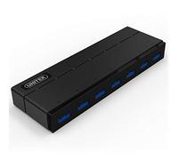 UNITEK Hub 7 Port USB 3.0 aktiv mit Stromversorgung, Datenhub Multiport Verteiler für PC, Laptop, Tastatur, Mouse, Drucker, iOS (Mac) + Windows Kompatibilität, Plug&Play, Schwarz