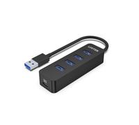 UNITEK Hub Activo de 10 W con Cable Integrado de 15 cm con Puertos USB-A Macho 4 x USB 3.1 y 1 x USB-C 5 V2 A, Transferencia de Datos instantánea de hasta 5 Gbps y Carga Segura Plug and Play.