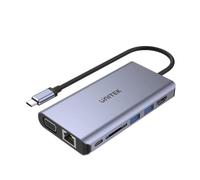 Unitek HUB USB HUB 8-w-1 USB-C 3.1; HDMI; VGA; RJ45; SD; PD 100W; D1019B
