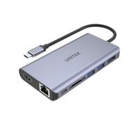 UnITEK Human friendly - Hub USB-C con Pantalla Triple MST, 2 HDMI + VGA, 1 Puerto USB-A y USB-C Power Delivery 100 W, USB 3.1 5 Gbps, 4K @ 30 Hz, 2K @ 60 Hz, Aluminio, SuperSpeed