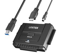 UNITEK IDE SATA USB 3.0 Adaptador de Disco Duro Externo para Universal 2.5 3.5 Pulgadas HDD SSD, Función de Copia de Seguridad con Una Tecla (OTB), con Fuente de Alimentación Externa DC 12V 2A