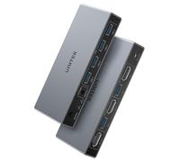 Unitek KVM Switch DP USB 3.0 para 2 PCs - 8K@60Hz, 4 Puertos, Comparte Monitor/Teclado/Ratón/Disco Duro, 5Gbps, Incluye Cables y Controlador