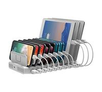 Unitek Organizador de teléfono y estación de Carga para múltiples Dispositivos, Base de estación de Carga USB de 10 Puertos con divisores Ajustables e IC Inteligente