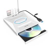 UNITEK Unidad Externa de CD y DVD,USB C portátil CD/DVD +/-RW,Reproductor de DVD con Lector de Tarjetas SD,USB 3.0, USB C,grabadora de CD ROM Compatible con Laptop,PC,Windows,Linux,OS, Surface