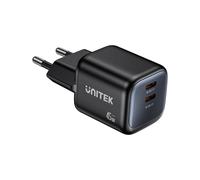Unitek wall charger 2x gan 45w, 2xusb-c pd 3.0, qc