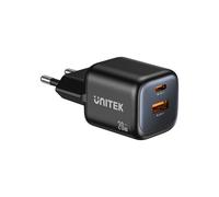 Unitek wall charger 2x gan usb-a & usb-c 20w black