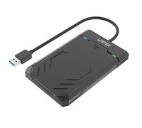 Unitek Y-3036 - Carcasa para Disco Duro Externo de 2,5 Pulgadas, HDD/SSD SATA I/II/III, con Cable 3.0 Integrado, Montaje sin Herramientas, Color Negro