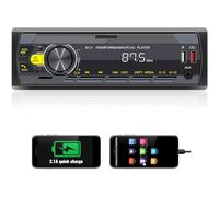 UNITOPSCI Receptor de audio estéreo de coche con Bluetooth 5.0 manos libres, asistente de empuje para hablar, control remoto de aplicación, entrada MP3/FM/AUX/USB/TF con pantalla digital LCD y control