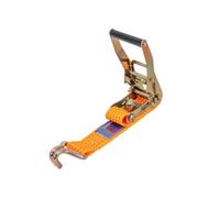 UNITRAILER Correa de Amarre 8m 50mm 5t con trinquete y Ganchos de Acero para asegurar Carga Pesada en Camiones Furgonetas de Reparto y logística Profesional Color Naranja Alta Resistencia