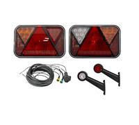 UNITRAILER Kit de Luces Traseras LED Siete Funciones para Remolque Lámparas de Posición y Arnés Eléctrico 7m Enchufe 13 Pines Impermeable 12V