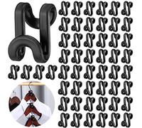 Unittype 100 ganchos de plástico para colgar ropa, mini ganchos en cascada para ahorrar espacio, ganchos extensores de perchas resistentes para ropa, armario, terciopelo (negro)
