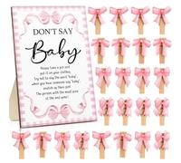 Unittype 51 piezas de suministros de juego Don't Say Baby Shower incluyen letrero de baby shower y 50 mini pinzas para la ropa para niños y niñas, premios de juego de fiesta de revelación de género