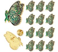 Unittype Pin de mariposa con cinta verde, artículos de concienciación sobre la salud mental, prevención del suicidio, pin de solapa de mariposa, regalos para el mes de concienciación sobre la salud