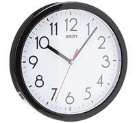 Unity Hastings- Reloj de Pared, silencioso, Moderno, 22 cm, plástico, Negro, 22 x 22 x 3 cm