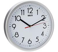 Unity Hastings - Reloj de Pared, silencioso, Moderno, 22 cm, plástico, Plateado, 22 x 22 x 3 cm