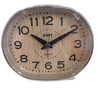 Unity Reloj Despertador con Campana, Efecto Madera marrón, 10,5 x 10 x 7 cm