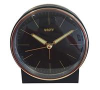 Unity Reloj Despertador con Campana, Negro y Oro Rosa, 10,5 x 10,5 x 6,5 cm