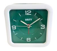 Unity Reloj Despertador con pitido Cuadrado, Verde y Blanco, 9,5 x 9,5 x 4,5 cm