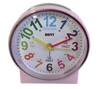 Unity Reloj Despertador Infantil con pitido, Rosa bebé, 10,5 x 10,5 x 6,5 cm