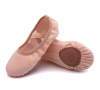 Uniuni Zapatillas Ballet Niña Canvas Ballet Zapatos Mujer Lona Transpirable Puntas Gimnasia Danza Zapatos Suela Cuero Dividido Zapatillas Beige 30