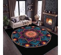 Univers Science Fiction Alfombra de salón lavable 160 x 230 cm, Vintage Geométrico Sagrado Floral Alfombra antideslizante con cerdas Ras - Moqueta Decoración de suelo suave para dormitorio, oficina
