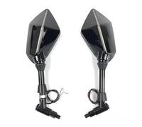 Universal 10mm Motocicleta Con Luz Espejo Retrovisor Espejos Retrovisores Carcasa Espejo Lateral Para R1200GS R1200RT(Black-10mm)