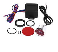 Universal 12V Engine Start Push Button Switch with LED Light and Relay Box, Car Ignition Starter Button for Cars Trucks SUVs Off - Road Vehicles (Roja)