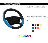 Universal 38cm PU Cuero Coche Volante Cubre 9 Colores Accesorios Interiores Automotrices Cubierta Volante Automóvil(Azul)