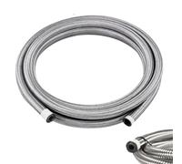 Universal 4/6/8/10AN Línea de combustible CPE Manguera de combustible 3/10/16/20FT Transmisión de aceite refrigerante Líneas Nylon trenzado de acero inoxidable línea de combustible (plata, AN6 20FT)