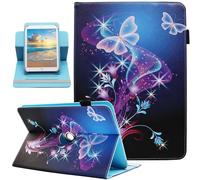 Universal 7 8 Inch Android Tablet Case, Dluggs PU Leather 360 Degree Rotating Multi-Angle Viewing Stand Case Cover for 7.0 8.0 and All 7.0-8.5 Inch Tablet, Shiny Butterfly