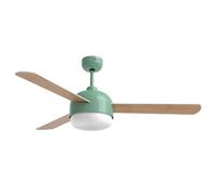 Universal Blue Vento Ventilador de Techo WiFi con Luz LED y Mando Aspas Reversibles 70W Turquesa/Madera/Blanco