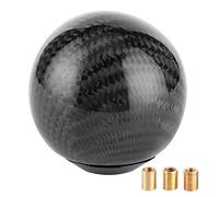 Universal Car Shift Knob with Adapters | Black Carbon Fiber Gear Stick Head for Manual/Automatic | 3 Thread Sizes M8 M10 Fit Most Vehicles | Strong Aluminum & Carbon Fiber