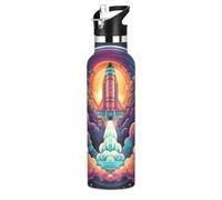 Universal Cool Cohete Planeta Arte Botella de Agua para Niños de Acero Inoxidable,Vaso Isotérmico de Vacío para Niñas Niños